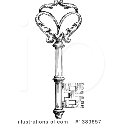 Royalty-Free (RF) Skeleton Key Clipart Illustration by Vector Tradition SM - Stock Sample #1389657