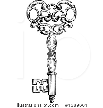 Royalty-Free (RF) Skeleton Key Clipart Illustration by Vector Tradition SM - Stock Sample #1389661