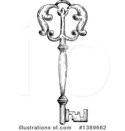 Royalty-Free (RF) Skeleton Key Clipart Illustration by Vector Tradition SM - Stock Sample #1389662