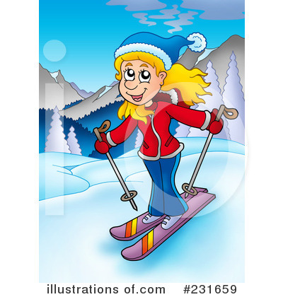 Royalty-Free (RF) Skiing Clipart Illustration by visekart - Stock Sample #231659