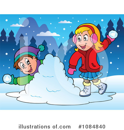 Royalty-Free (RF) Snowball Fight Clipart Illustration by visekart - Stock Sample #1084840