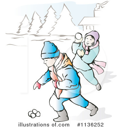 Royalty-Free (RF) Snowball Fight Clipart Illustration by patrimonio - Stock Sample #1136252