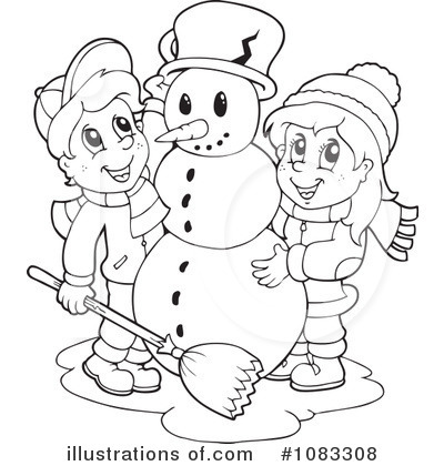 Royalty-Free (RF) Snowman Clipart Illustration by visekart - Stock Sample #1083308