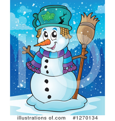 Royalty-Free (RF) Snowman Clipart Illustration by visekart - Stock Sample #1270134