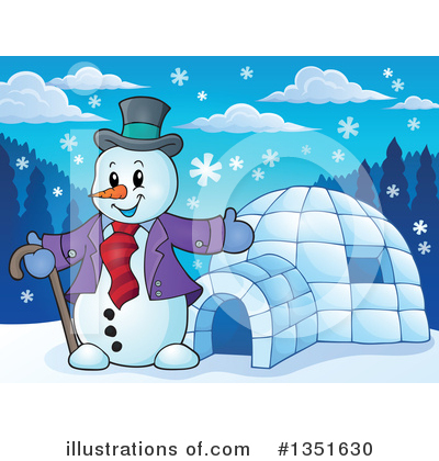 Royalty-Free (RF) Snowman Clipart Illustration by visekart - Stock Sample #1351630
