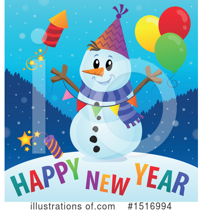 Royalty-Free (RF) Snowman Clipart Illustration by visekart - Stock Sample #1516994