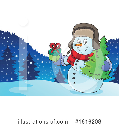 Royalty-Free (RF) Snowman Clipart Illustration by visekart - Stock Sample #1616208