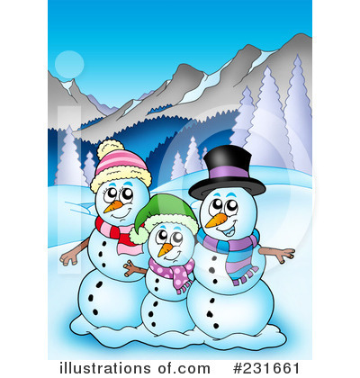 Royalty-Free (RF) Snowman Clipart Illustration by visekart - Stock Sample #231661