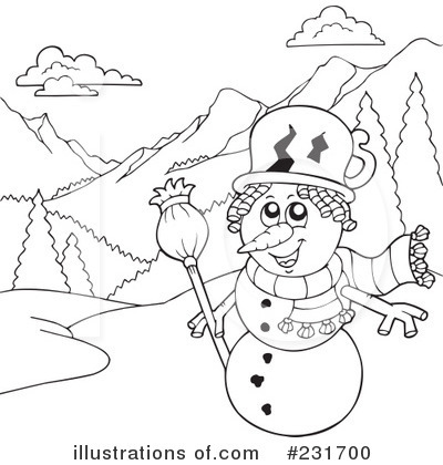 Royalty-Free (RF) Snowman Clipart Illustration by visekart - Stock Sample #231700