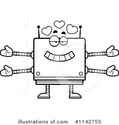 Royalty-Free (RF) Square Robot Clipart Illustration by Cory Thoman - Stock Sample #1142755
