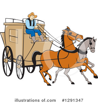 Horse Drawn Carriage Clipart #1291347 by patrimonio