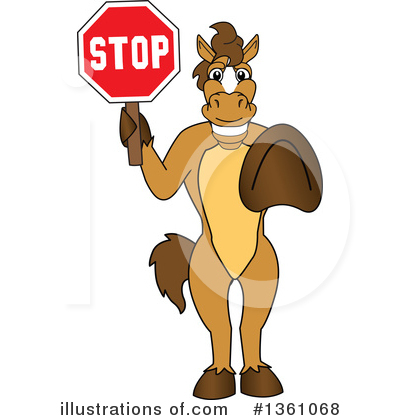 Royalty-Free (RF) Stallion School Mascot Clipart Illustration by Mascot Junction - Stock Sample #1361068
