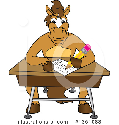 Royalty-Free (RF) Stallion School Mascot Clipart Illustration by Mascot Junction - Stock Sample #1361083