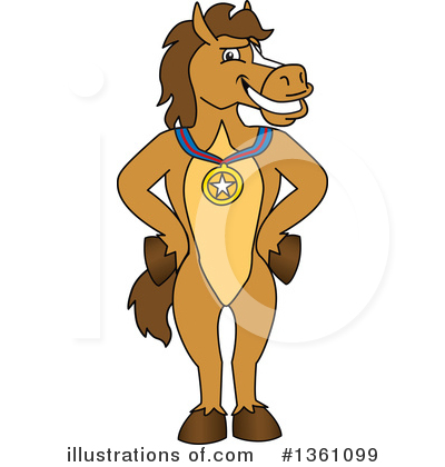 Royalty-Free (RF) Stallion School Mascot Clipart Illustration by Mascot Junction - Stock Sample #1361099