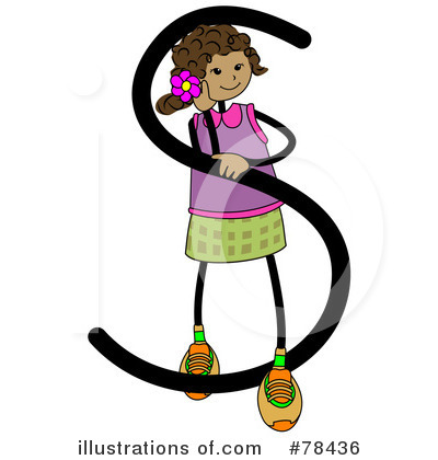 Royalty-Free (RF) Stick Kid Alphabet Clipart Illustration by BNP Design Studio - Stock Sample #78436