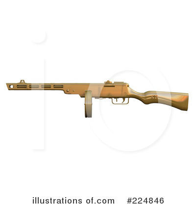 Royalty-Free (RF) Submachine Gun Clipart Illustration by patrimonio - Stock Sample #224846