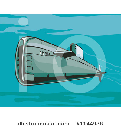 Royalty-Free (RF) Submarine Clipart Illustration by patrimonio - Stock Sample #1144936