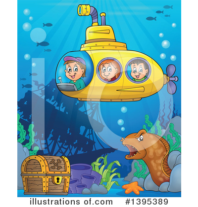 Royalty-Free (RF) Submarine Clipart Illustration by visekart - Stock Sample #1395389