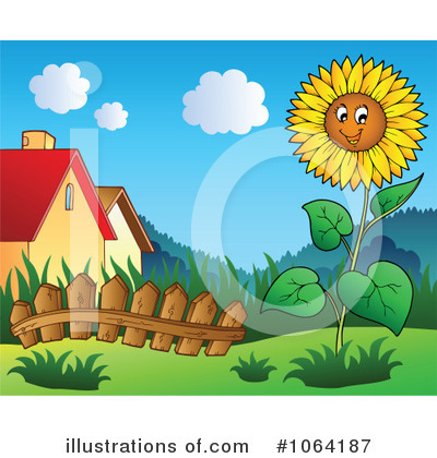 Royalty-Free (RF) Sunflower Clipart Illustration by visekart - Stock Sample #1064187