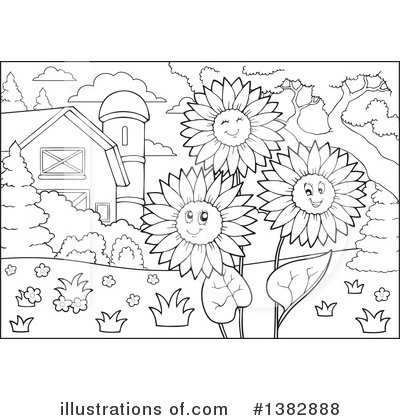 Royalty-Free (RF) Sunflower Clipart Illustration by visekart - Stock Sample #1382888