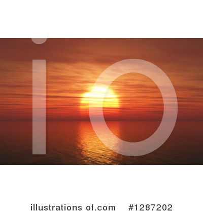 Ocean Sunset Clipart #1287202 by KJ Pargeter