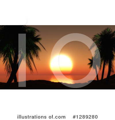 Tropical Sunset Clipart #1289280 by KJ Pargeter