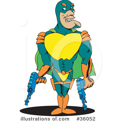 Royalty-Free (RF) Super Hero Clipart Illustration by Dennis Holmes Designs - Stock Sample #36052