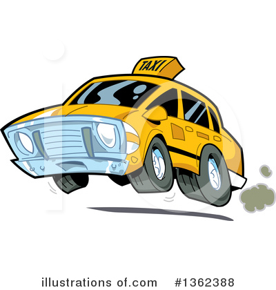 Royalty-Free (RF) Taxi Clipart Illustration by Clip Art Mascots - Stock Sample #1362388