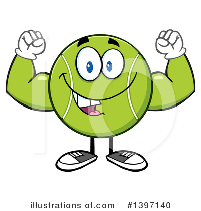 Royalty-Free (RF) Tennis Ball Character Clipart Illustration by Hit Toon - Stock Sample #1397140