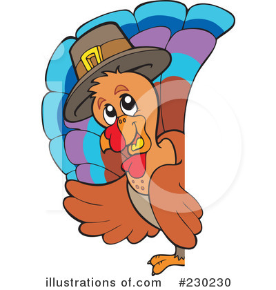 Royalty-Free (RF) Thanksgiving Turkey Clipart Illustration by visekart - Stock Sample #230230