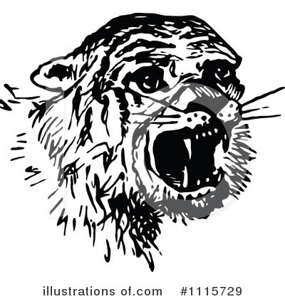 Royalty-Free (RF) Tiger Clipart Illustration by Prawny Vintage - Stock Sample #1115729