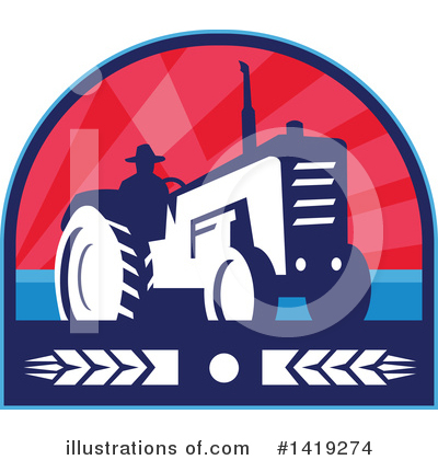 Royalty-Free (RF) Tractor Clipart Illustration by patrimonio - Stock Sample #1419274