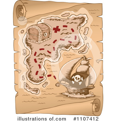 Royalty-Free (RF) Treasure Map Clipart Illustration by visekart - Stock Sample #1107412