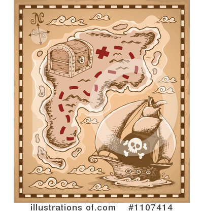 Royalty-Free (RF) Treasure Map Clipart Illustration by visekart - Stock Sample #1107414