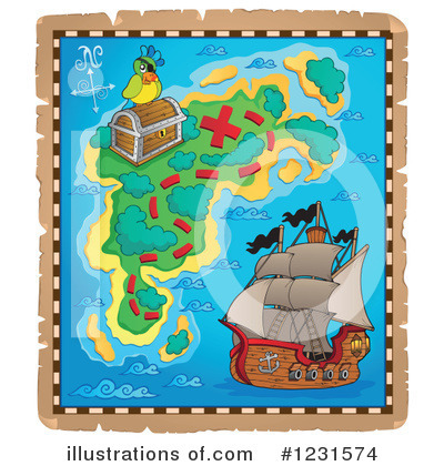 Royalty-Free (RF) Treasure Map Clipart Illustration by visekart - Stock Sample #1231574
