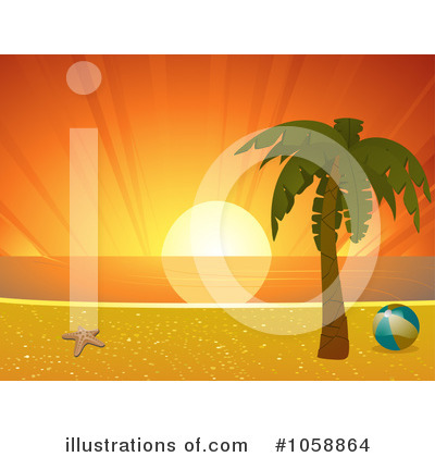 Royalty-Free (RF) Tropical Beach Clipart Illustration by elaineitalia - Stock Sample #1058864