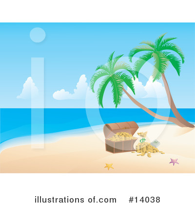 Royalty-Free (RF) Tropical Beach Clipart Illustration by Rasmussen Images - Stock Sample #14038