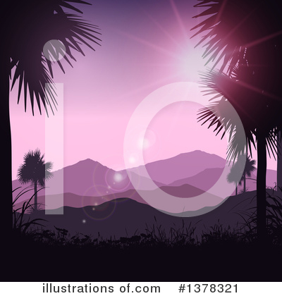 Tropical Sunset Clipart #1378321 by KJ Pargeter