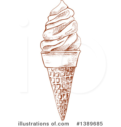 Royalty-Free (RF) Waffle Ice Cream Cone Clipart Illustration by Vector Tradition SM - Stock Sample #1389685
