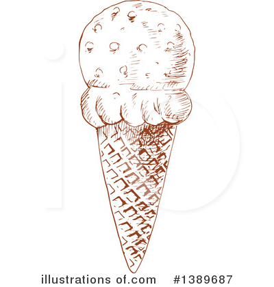 Royalty-Free (RF) Waffle Ice Cream Cone Clipart Illustration by Vector Tradition SM - Stock Sample #1389687
