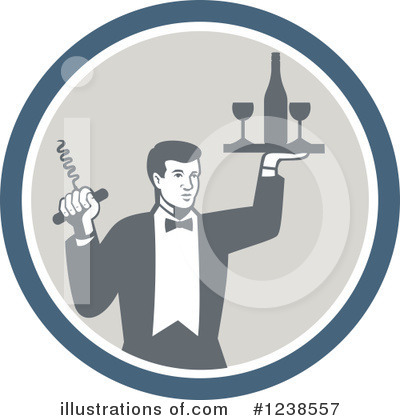 Royalty-Free (RF) Waiter Clipart Illustration by patrimonio - Stock Sample #1238557