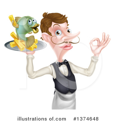Royalty-Free (RF) Waiter Clipart Illustration by AtStockIllustration - Stock Sample #1374648