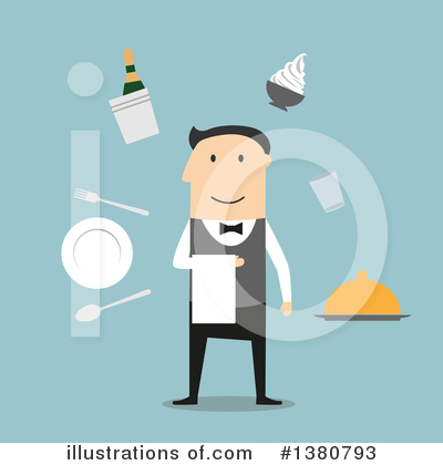 Royalty-Free (RF) Waiter Clipart Illustration by Vector Tradition SM - Stock Sample #1380793