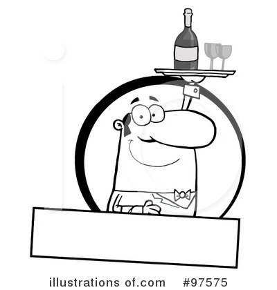 Royalty-Free (RF) Waiter Clipart Illustration by Hit Toon - Stock Sample #97575