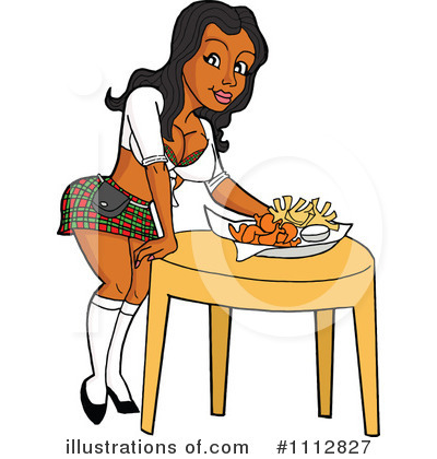Royalty-Free (RF) Waitress Clipart Illustration by LaffToon - Stock Sample #1112827