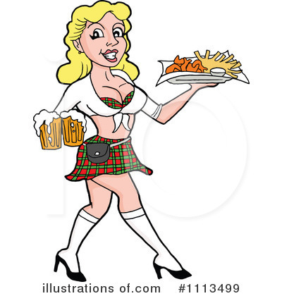 Royalty-Free (RF) Waitress Clipart Illustration by LaffToon - Stock Sample #1113499