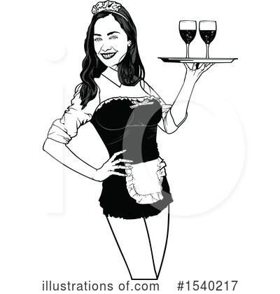 Royalty-Free (RF) Waitress Clipart Illustration by dero - Stock Sample #1540217