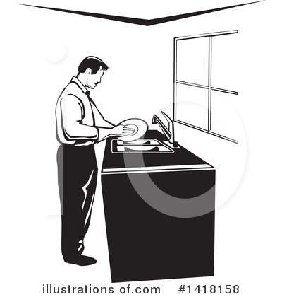 Royalty-Free (RF) Washing Dishes Clipart Illustration by David Rey - Stock Sample #1418158