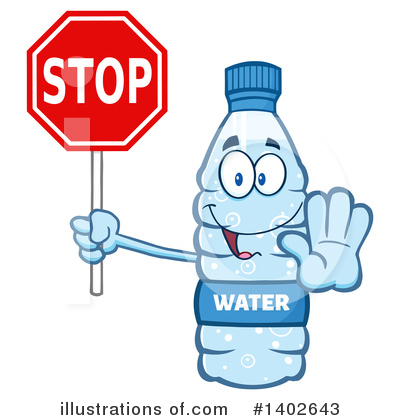 Royalty-Free (RF) Water Bottle Mascot Clipart Illustration by Hit Toon - Stock Sample #1402643