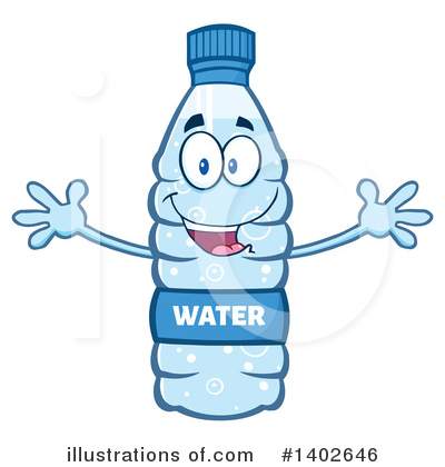 Royalty-Free (RF) Water Bottle Mascot Clipart Illustration by Hit Toon - Stock Sample #1402646